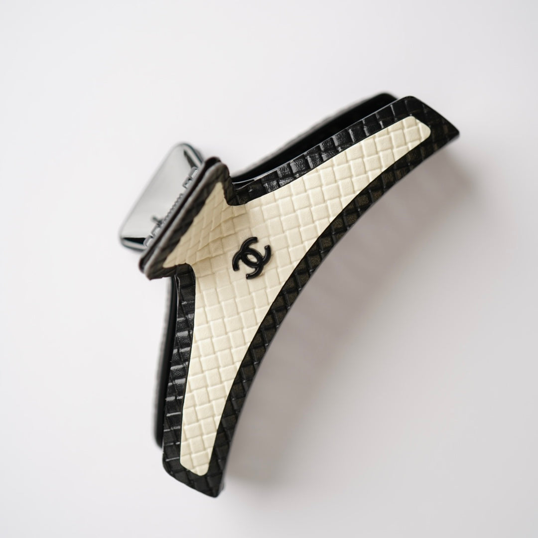 Reworked Chanel PU Leather - Hair Clip
