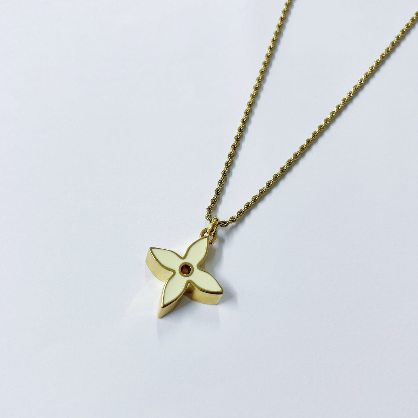 Reworked LV White Flower - Necklace