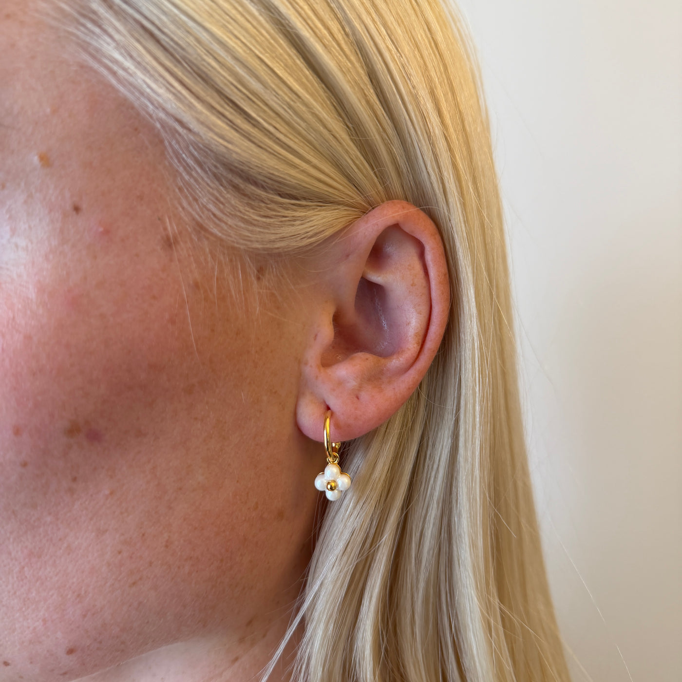 Reworked LV Mini Pearl Hoop - Earrings