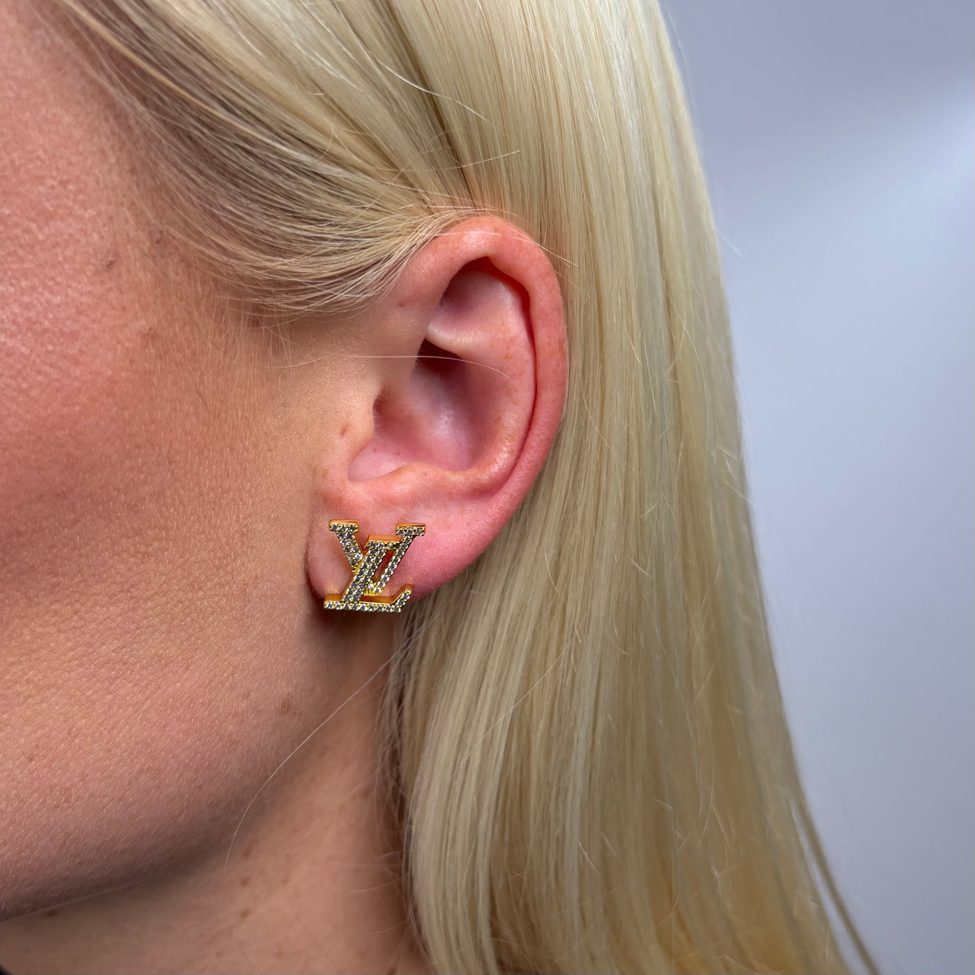 Reworked LV Gold Strass - Earrings