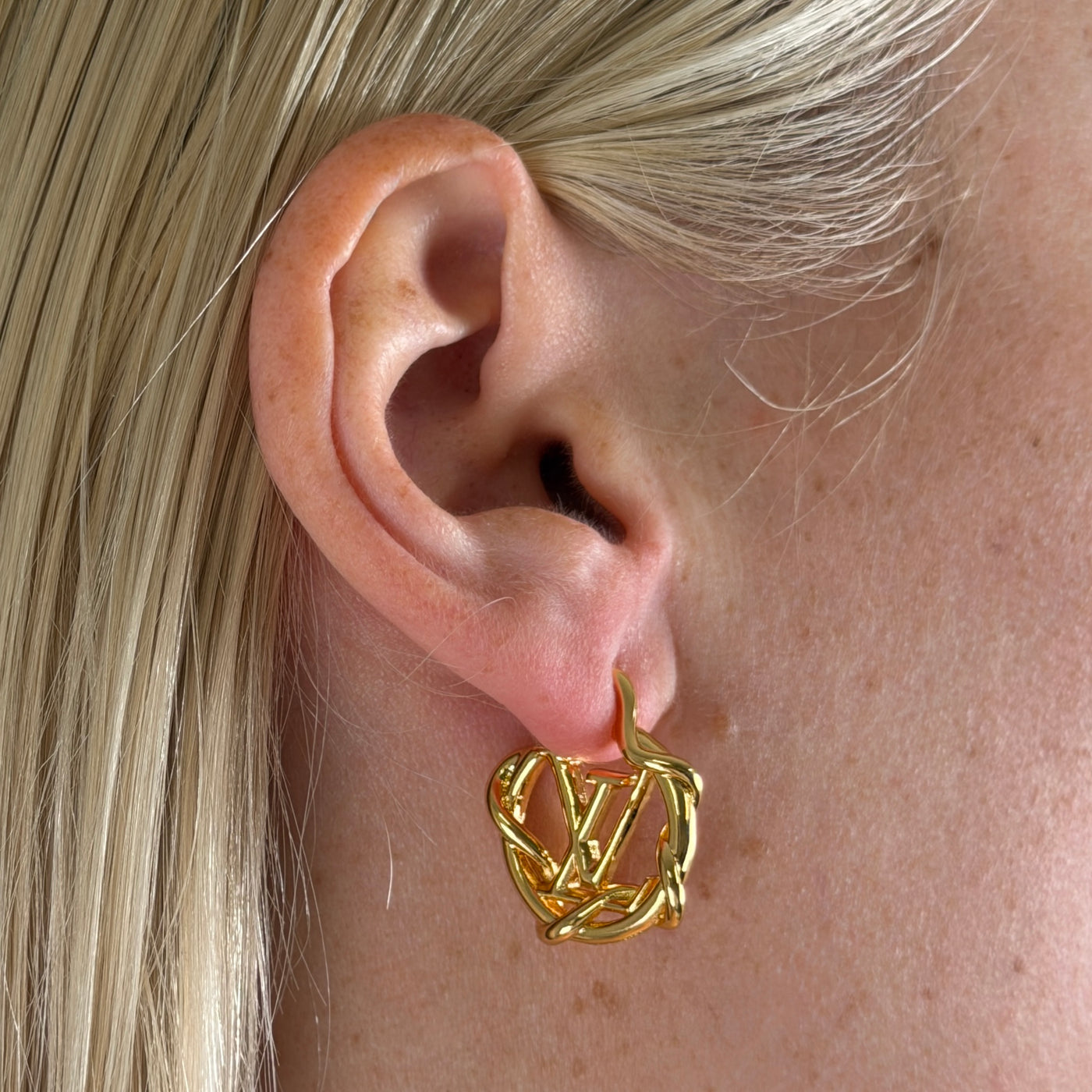 Reworked LV Twisted Hoop - Earrings