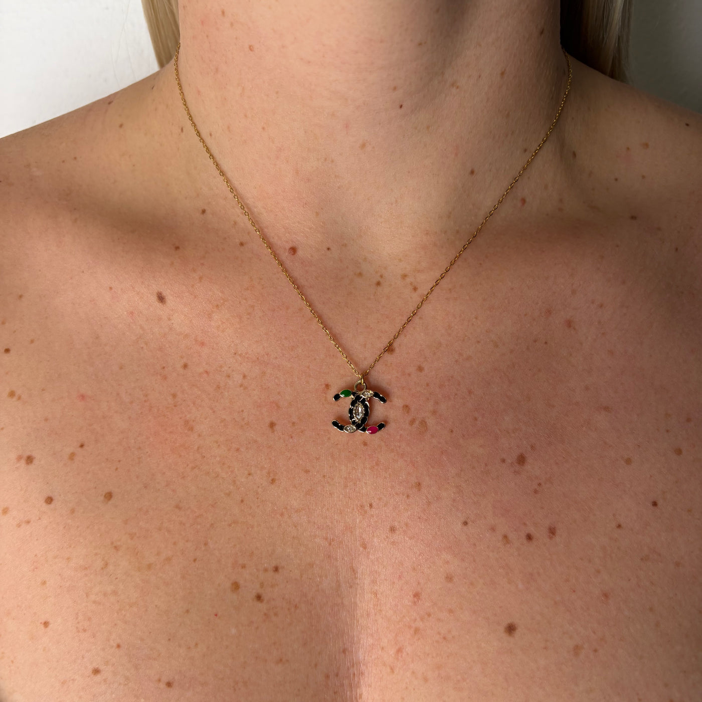 Reworked Chanel Autumn Logo  - Necklace