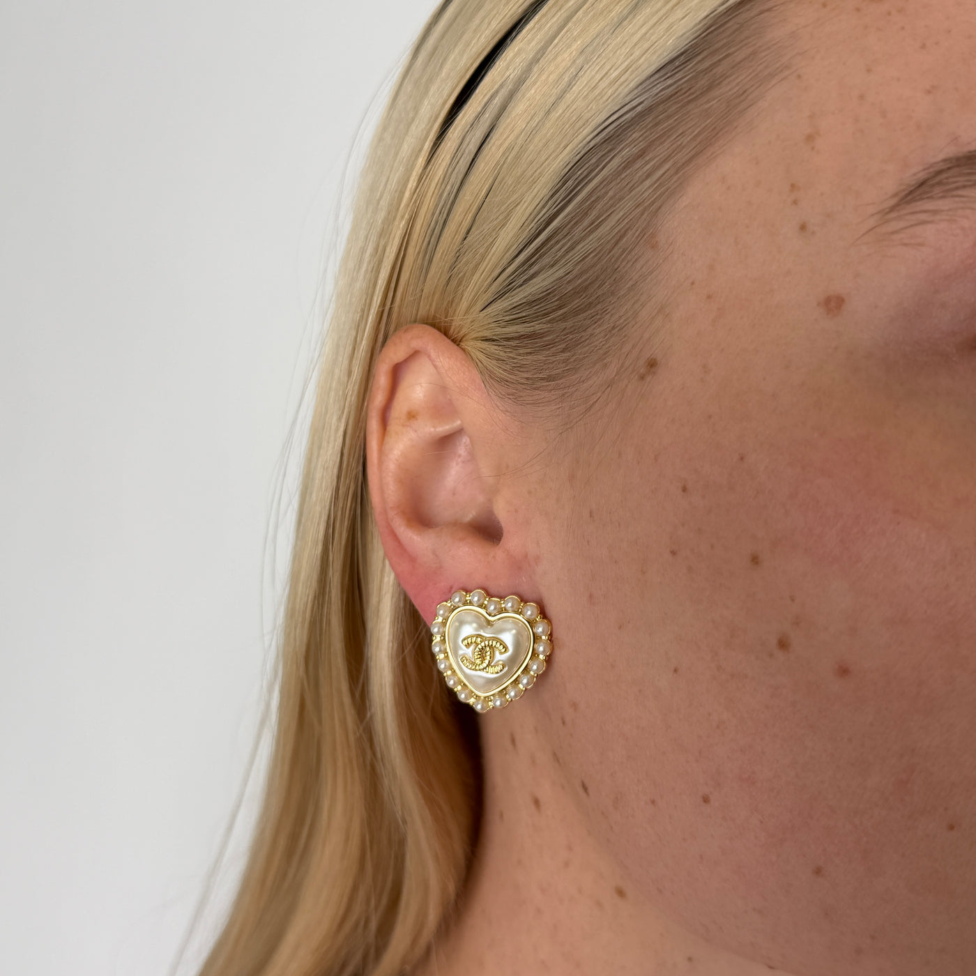 Reworked Chanel Heart Cluster - Earrings