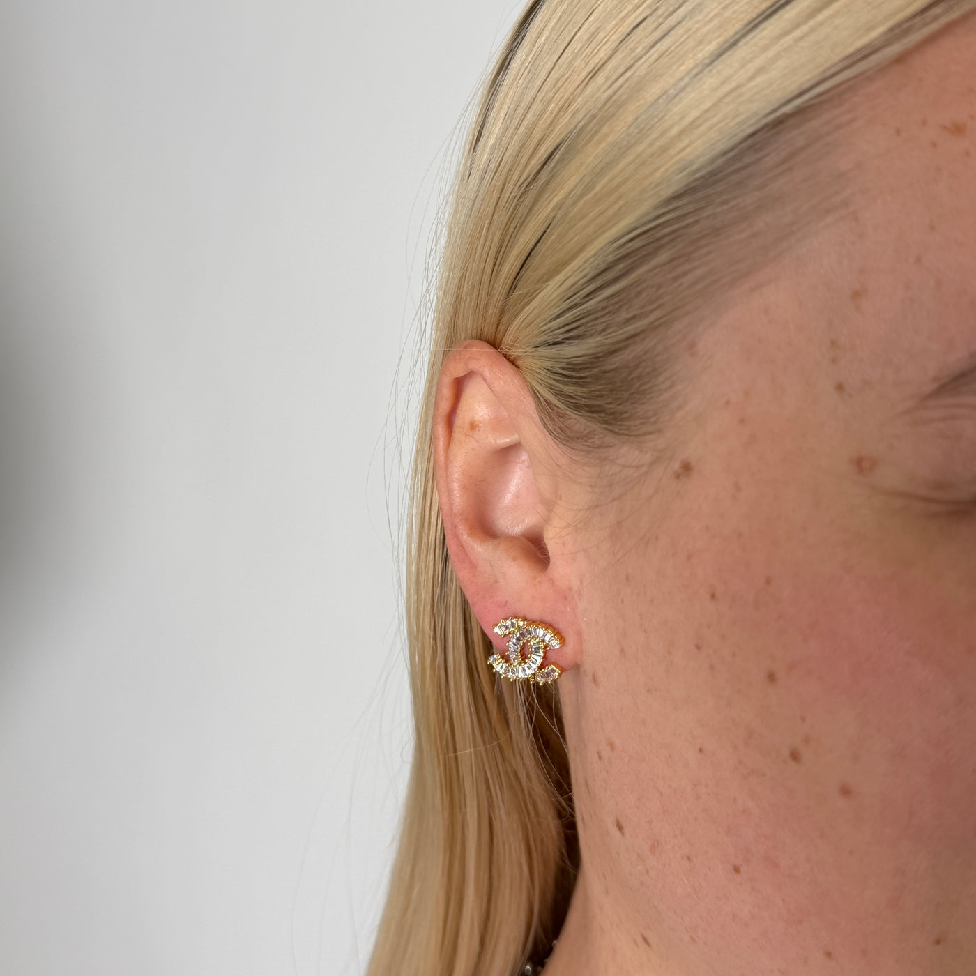 Reworked Chanel Gold Crystal 'S' - Earrings