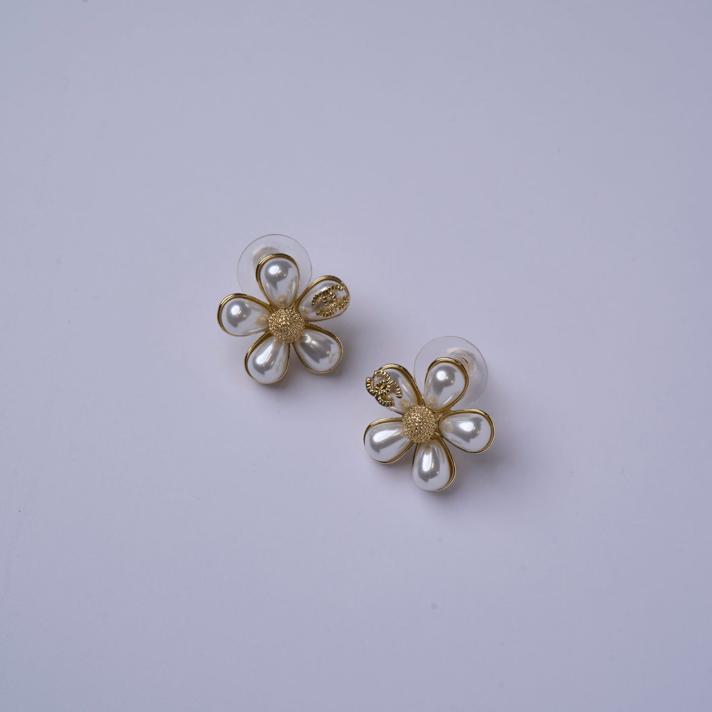 Reworked Chanel White Flower - Earrings