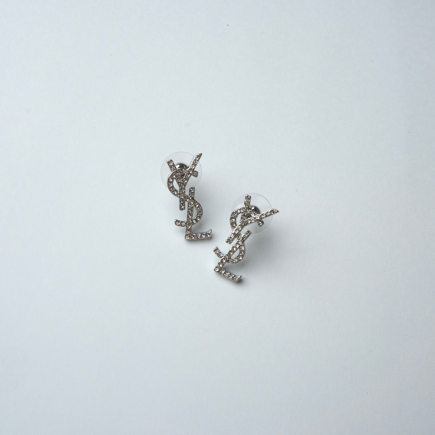 Reworked YSL Silver Strass - Earrings