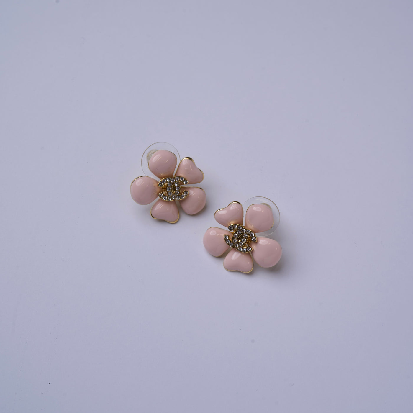 Reworked Chanel Pink Flower - Earrings