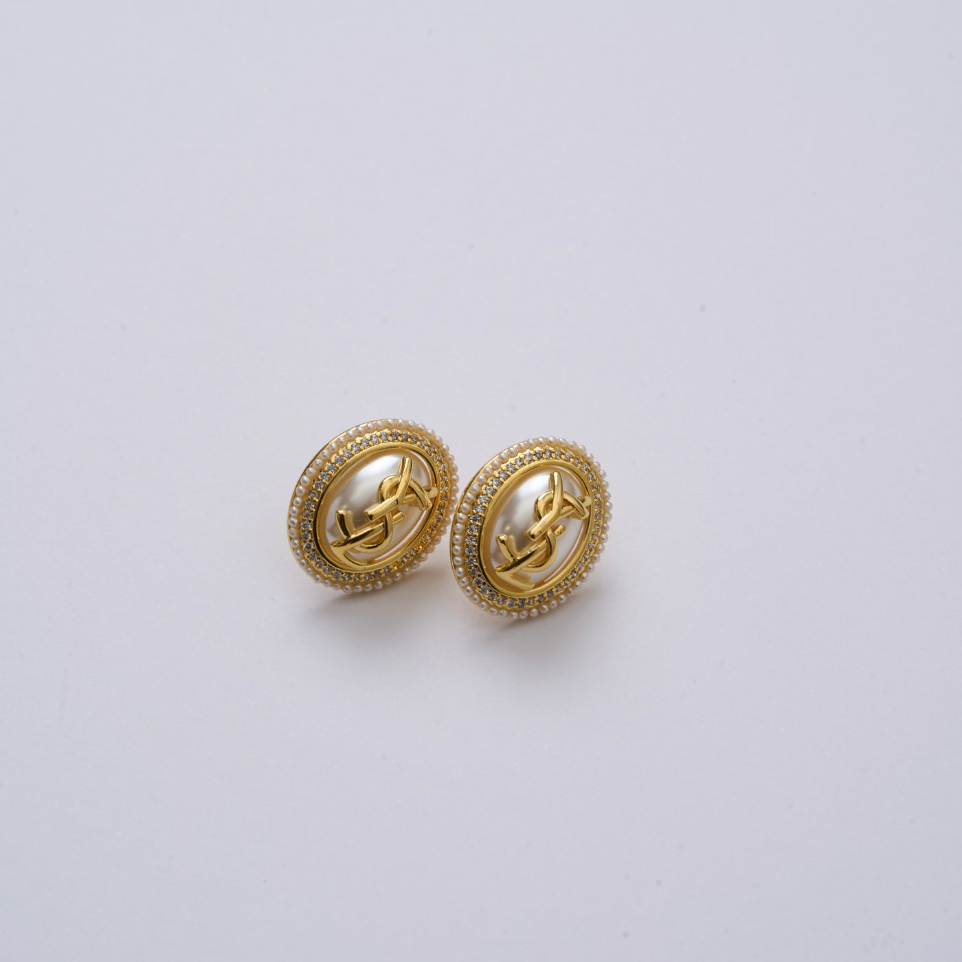Reworked YSL Royal Button - Earrings
