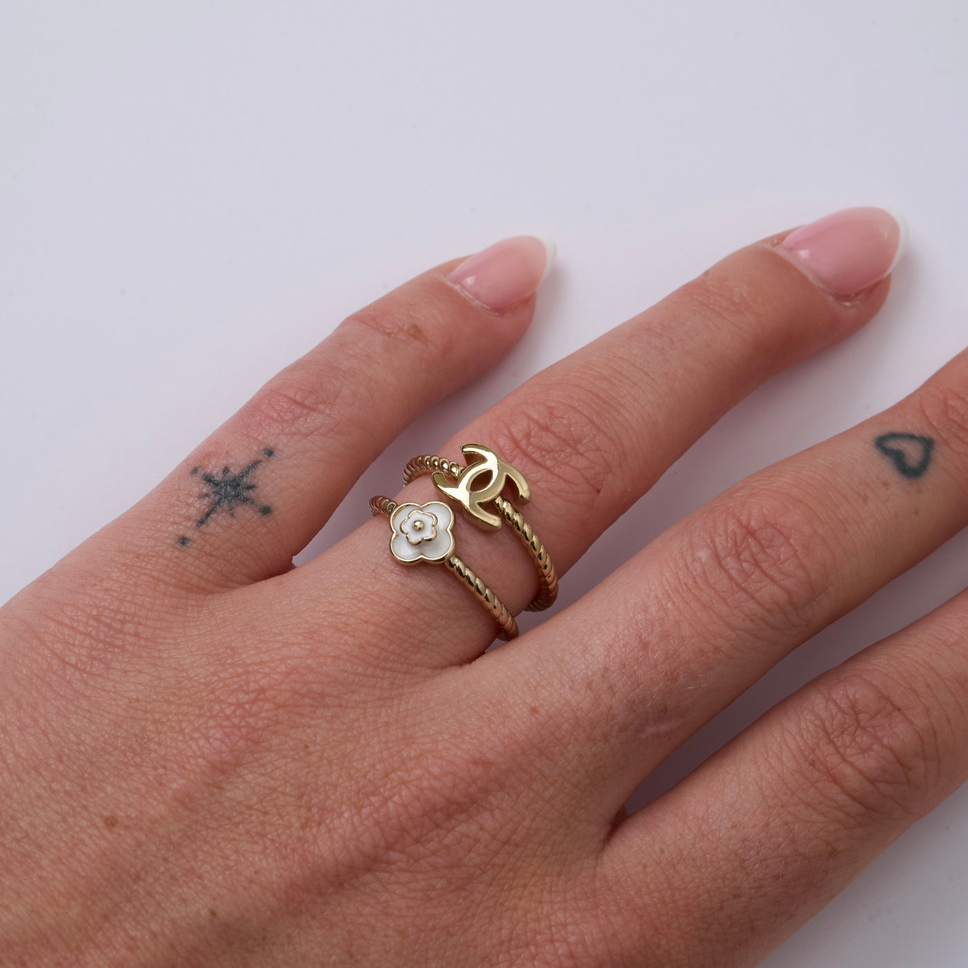 Reworked Chanel White Flower Set - Ring