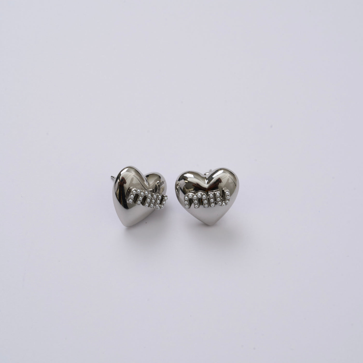 Reworked MiuMiu Silver Heart - Earrings