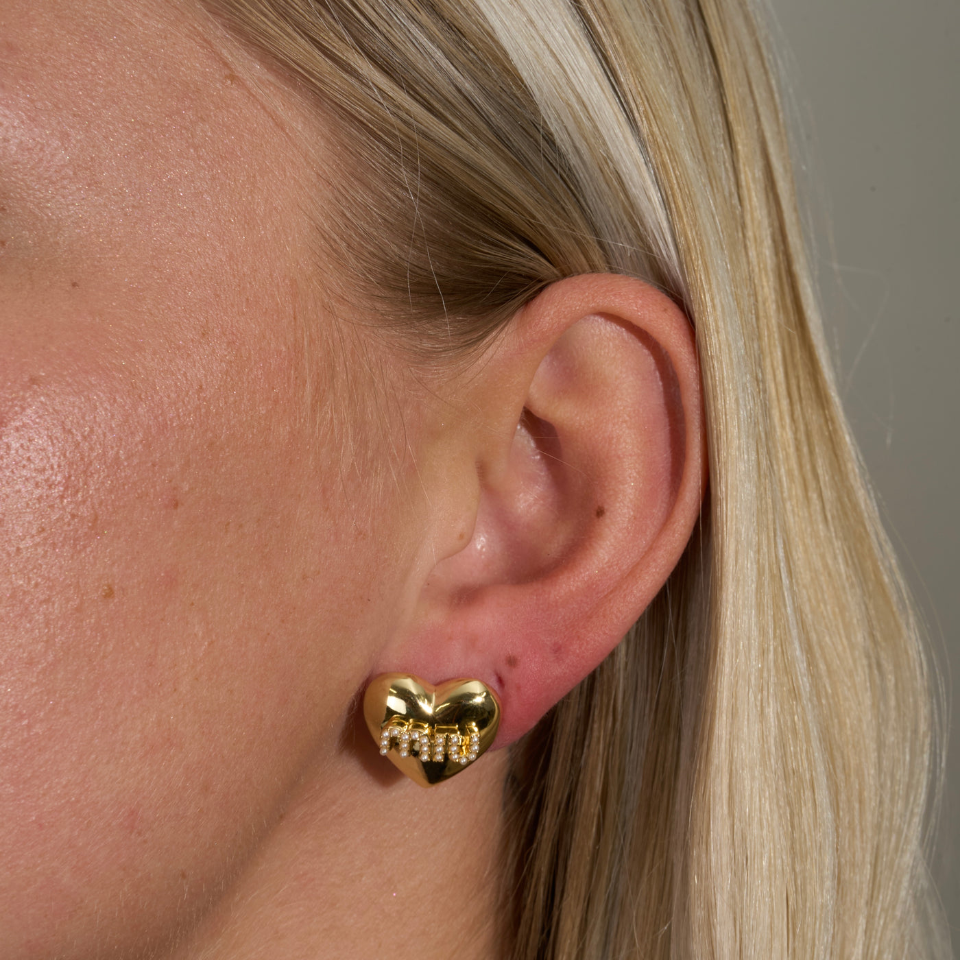 Reworked MiuMiu Gold Heart - Earrings