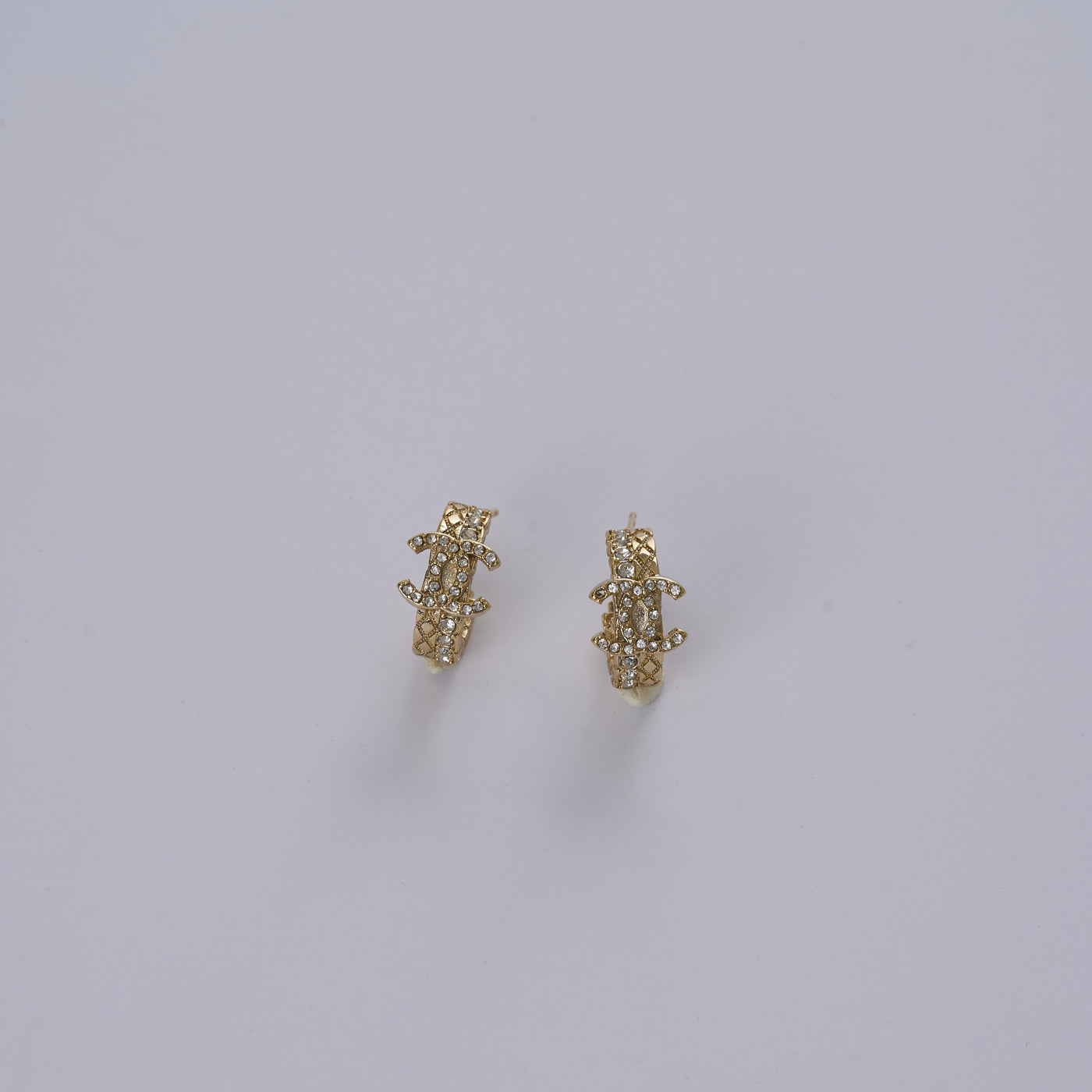Reworked Chanel Mini Strass Hoops - Earrings