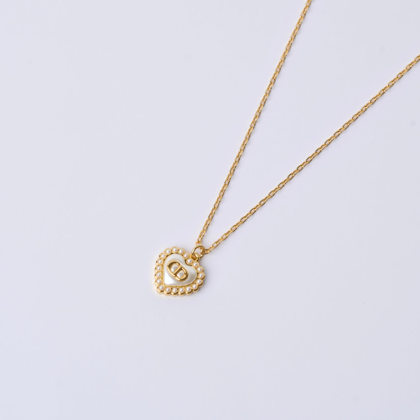 Reworked CD Pearl Heart - Necklace