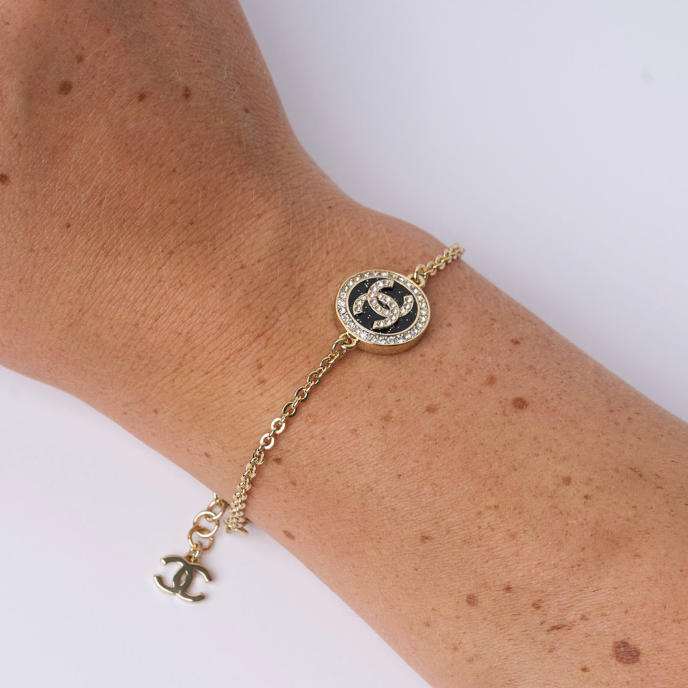 Reworked Chanel Black Blazer Button - Bracelet