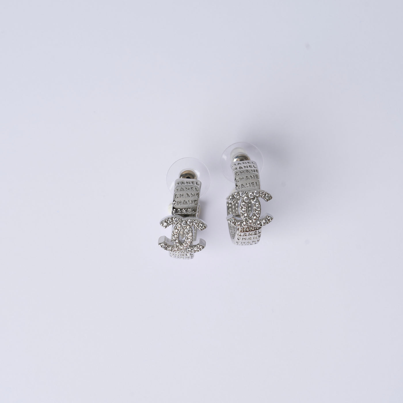 Reworked Chanel Silver Letter Hoop - Earrings