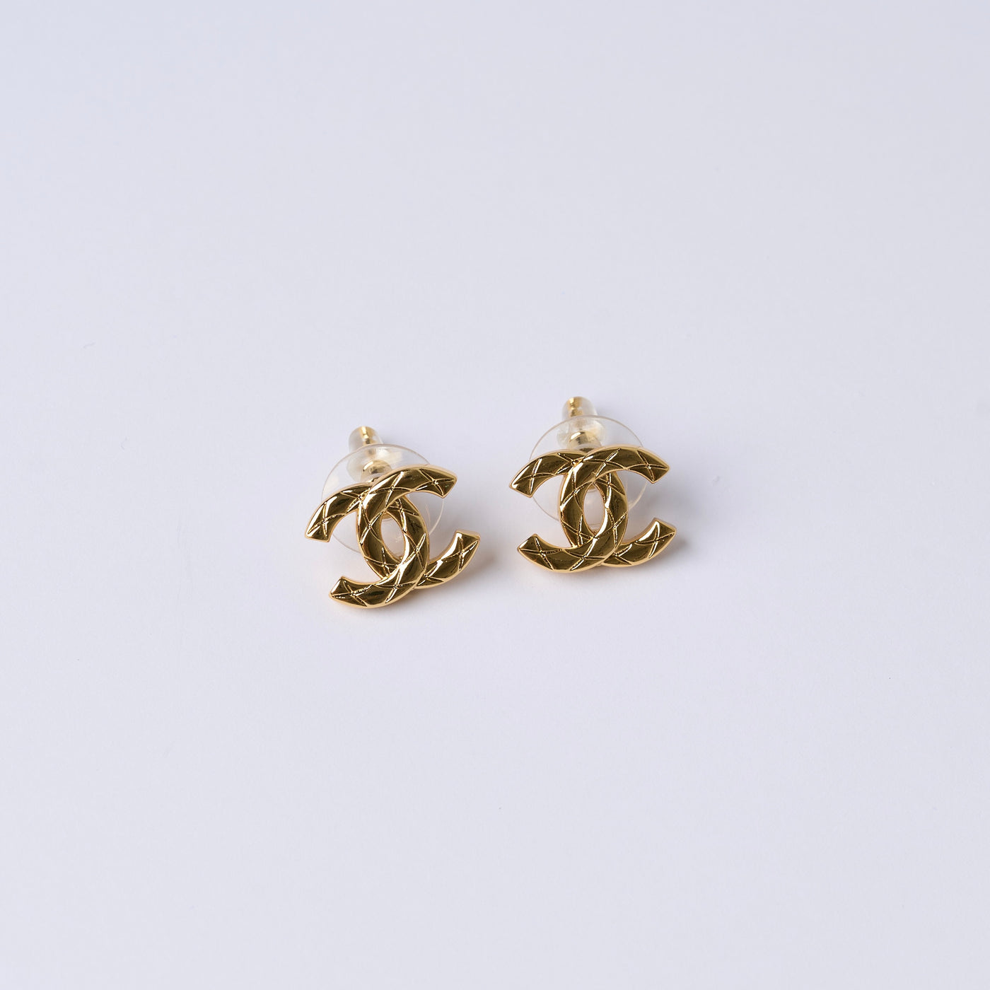 Reworked Chanel Gold Ribbed - Earrings