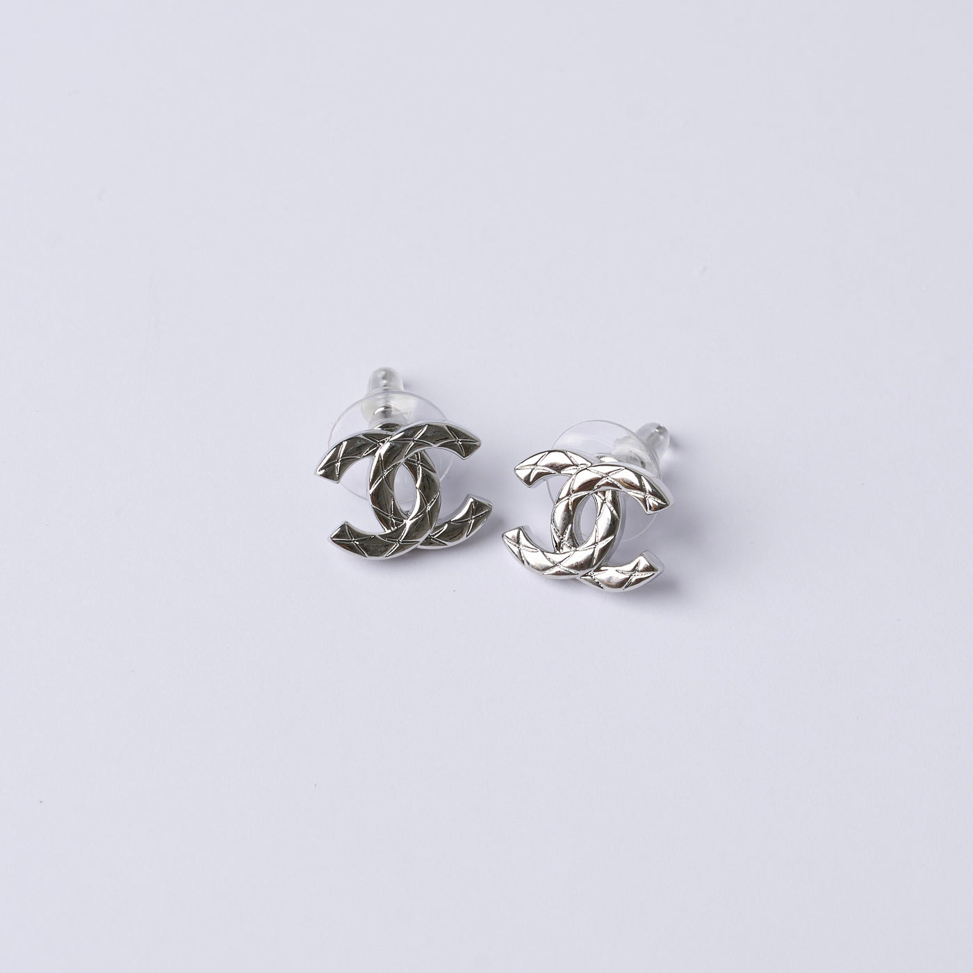 Reworked Chanel Silver Ribbed - Earrings