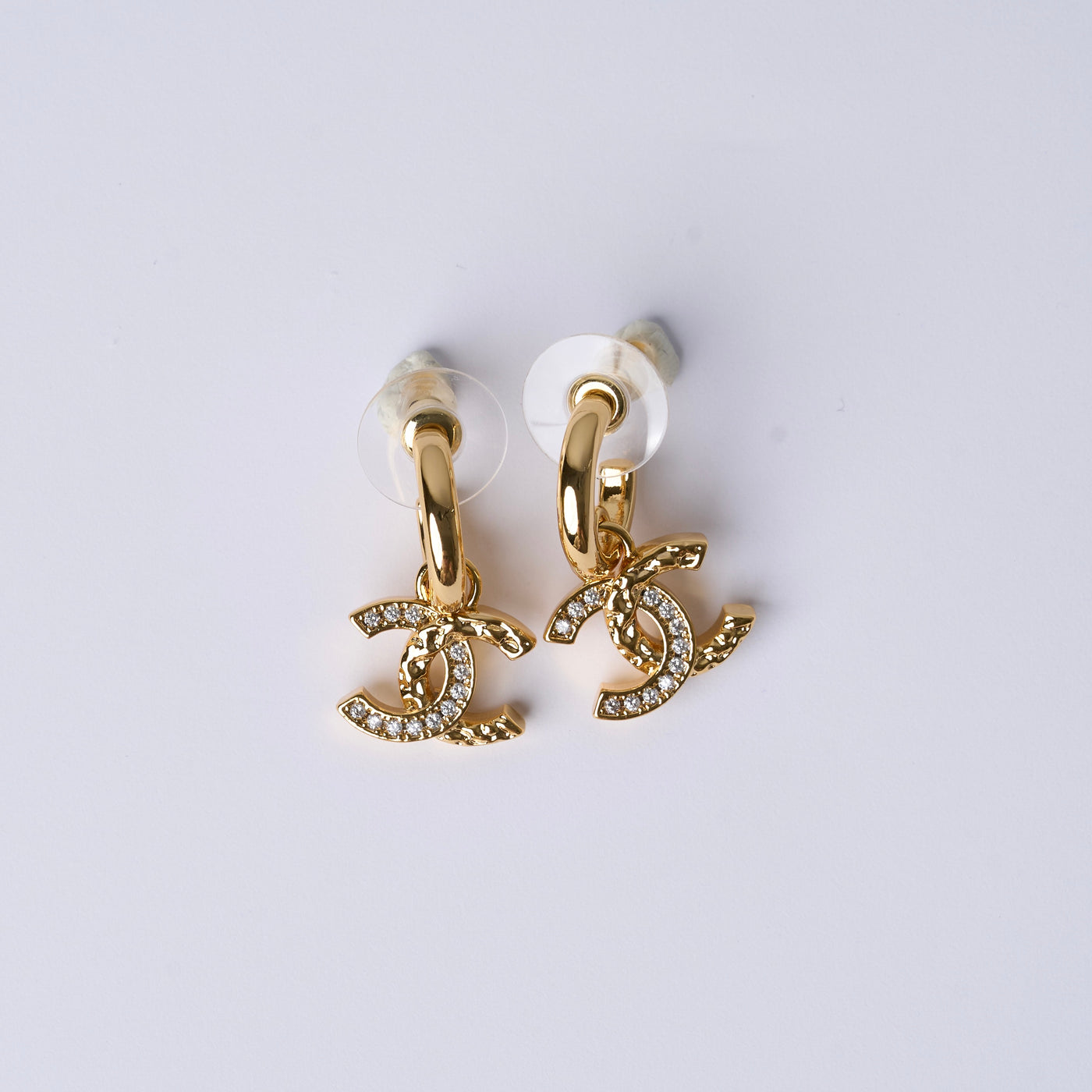 Reworked Chanel Gold Sparkle Hoop - Earrings