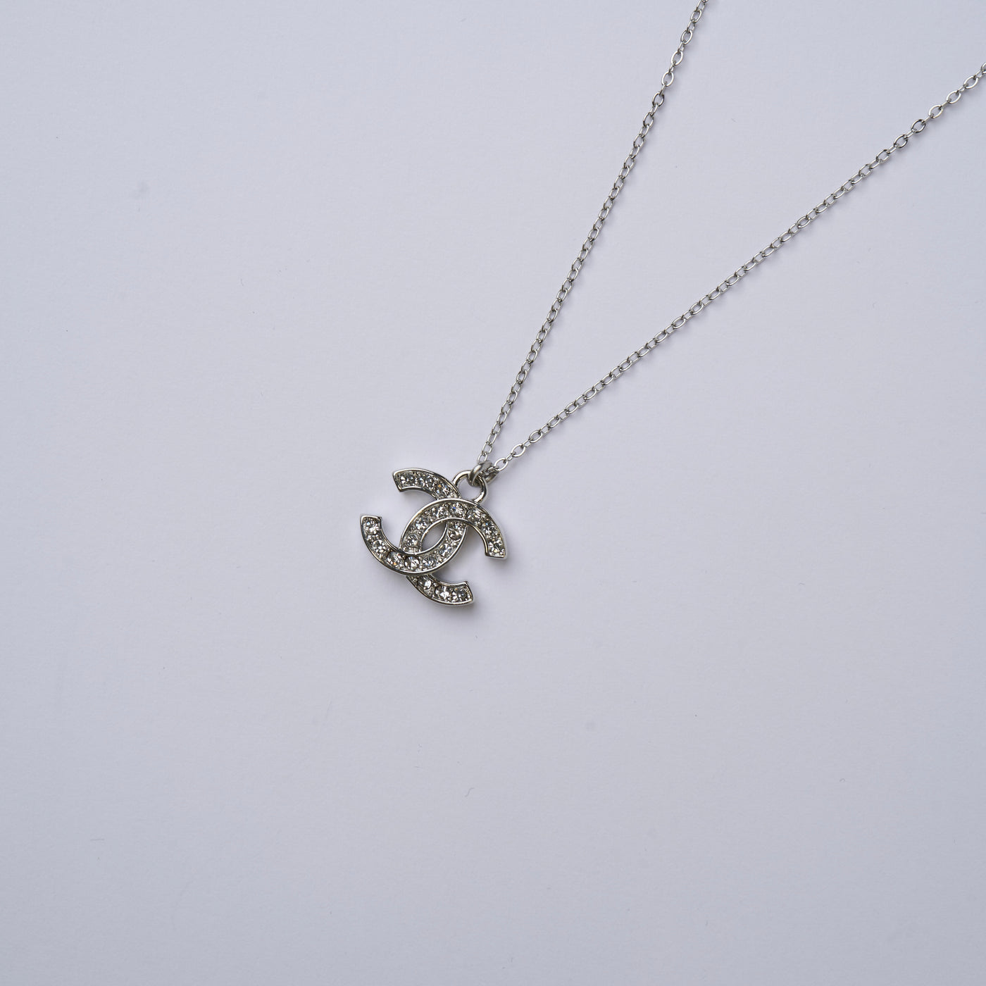 Reworked Chanel Silver Strass Signature - Necklace