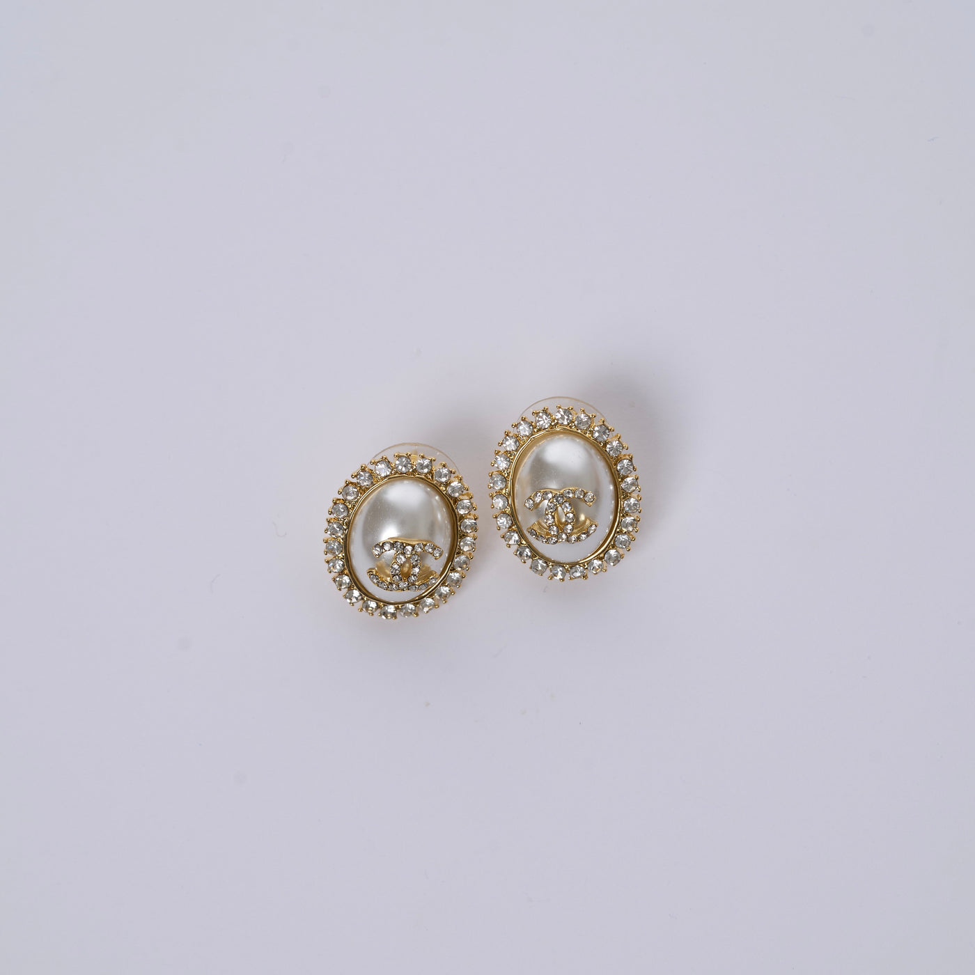 Reworked Chanel Elongated Button - Earrings