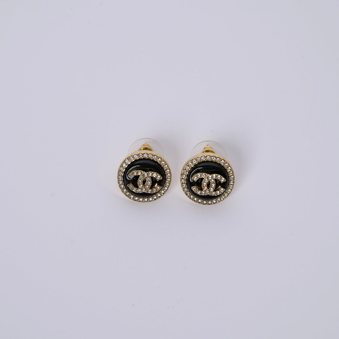Reworked Chanel Black Blazer Strass Button - Earrings