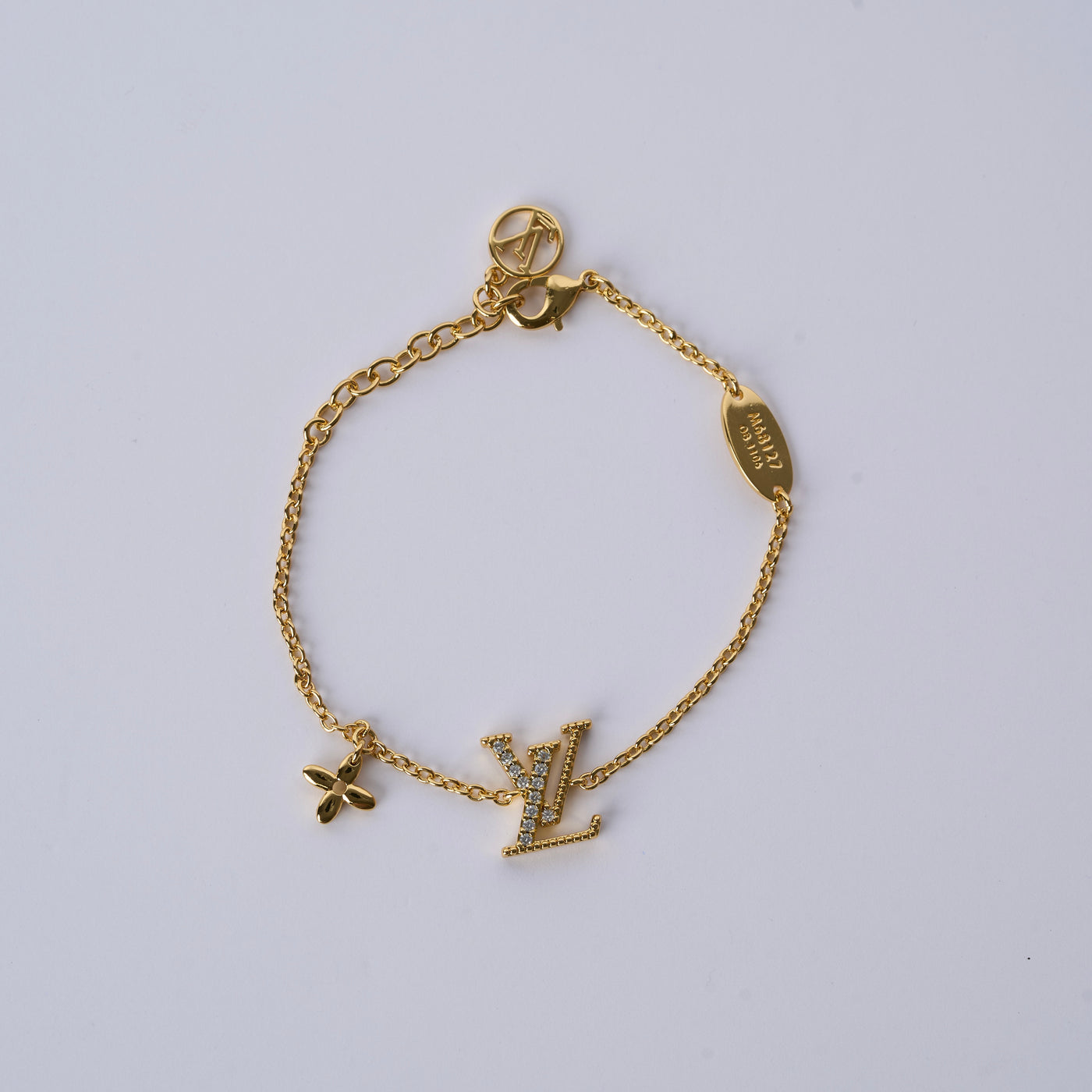 Reworked LV Gold Strass Logo - Bracelet